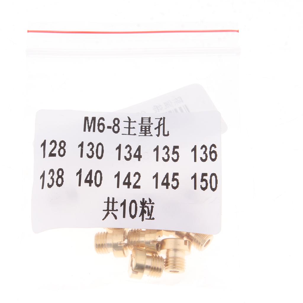 10Pcs M6 Motorcycle Carburetor Main Jet 128-150 Carb Injectors Nozzle Kit