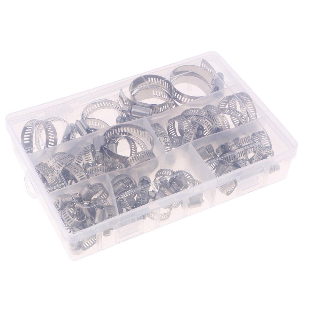 Stainless Steel 6-38mm Range Fuel Line Clip Worm Gear Hose Clamps Adjustable