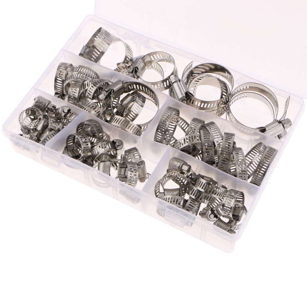 Stainless Steel 6-38mm Range Fuel Line Clip Worm Gear Hose Clamps Adjustable