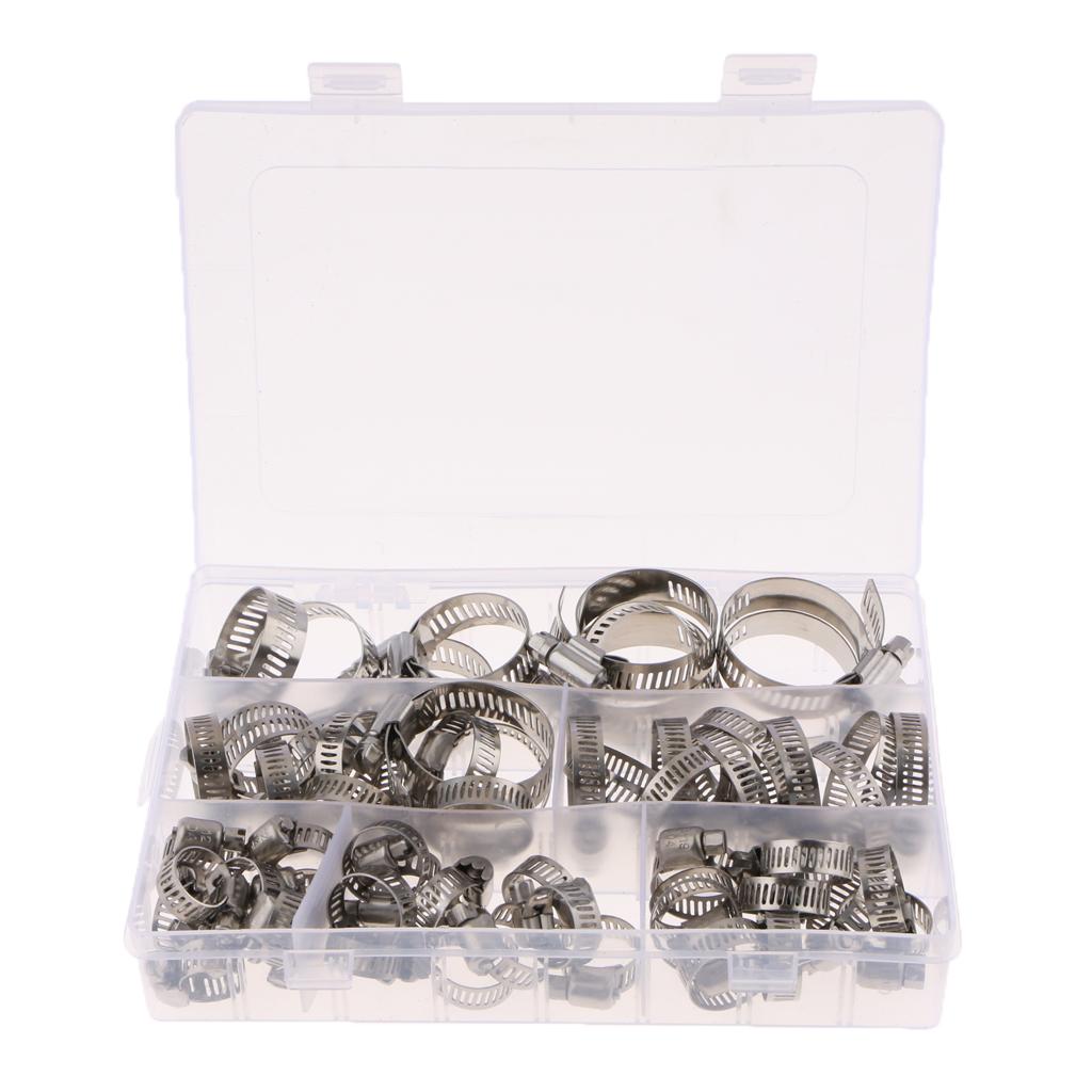 Stainless Steel 6-38mm Range Fuel Line Clip Worm Gear Hose Clamps Adjustable