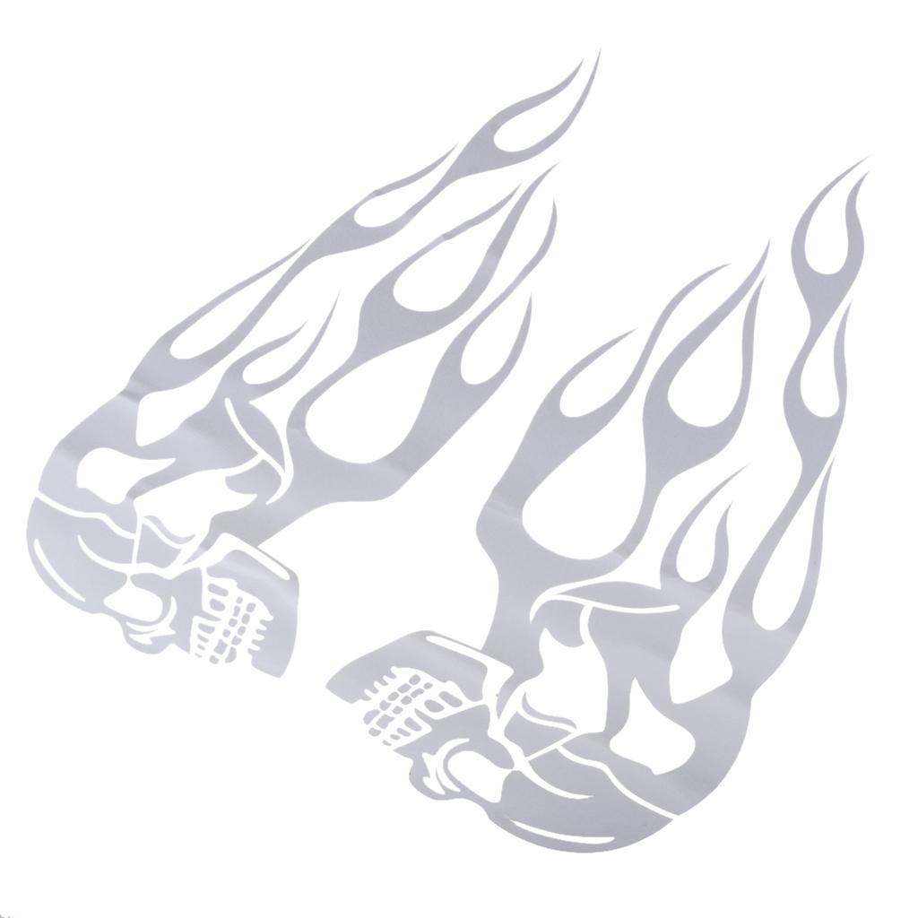Custom Universal Motorcycle Flame Gas Tank Decal Set 34.2 x 12.8cm White