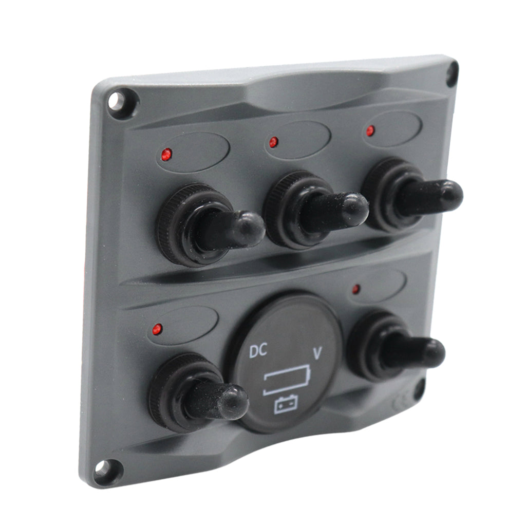Marine 5 Gang + Battery Gauge Toggle Switch Panel Digital LED Back Light