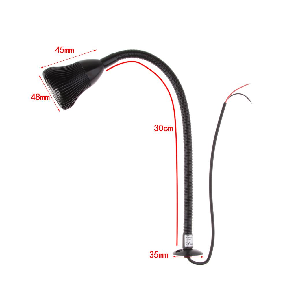 12V 3W LED Flexible Gooseneck Reading Chart/map Light for Boat Black