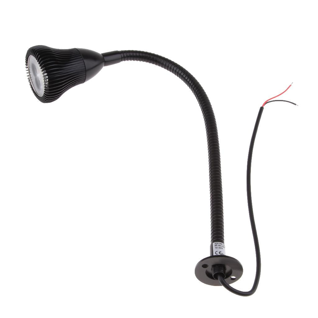 12V 3W LED Flexible Gooseneck Reading Chart/map Light for Boat Black