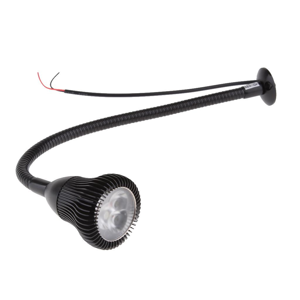 12V 3W LED Flexible Gooseneck Reading Chart/map Light for Boat Black