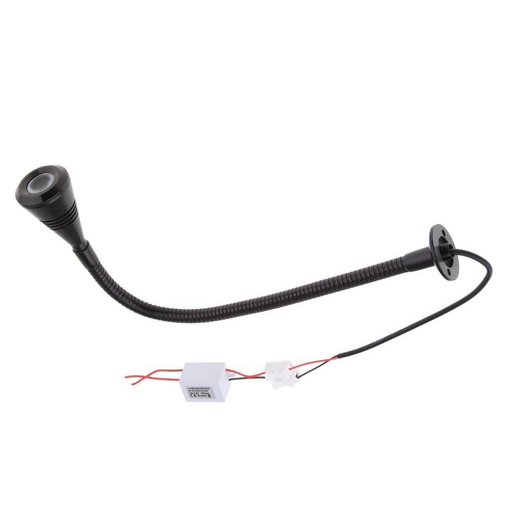 12V 2W LED Flexible Gooseneck Reading Light for Boat RV Motorhome Black