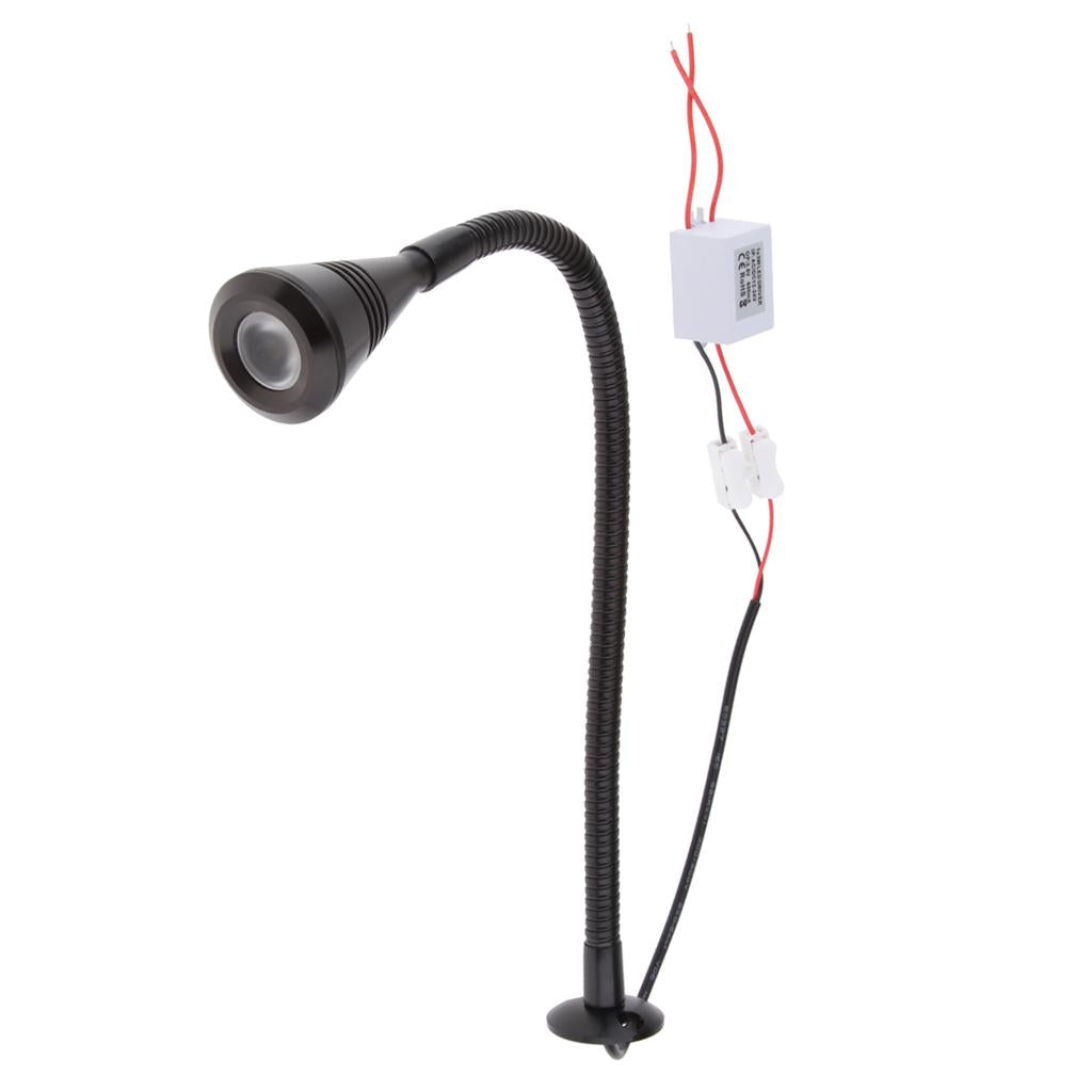 12V 2W LED Flexible Gooseneck Reading Light for Boat RV Motorhome Black