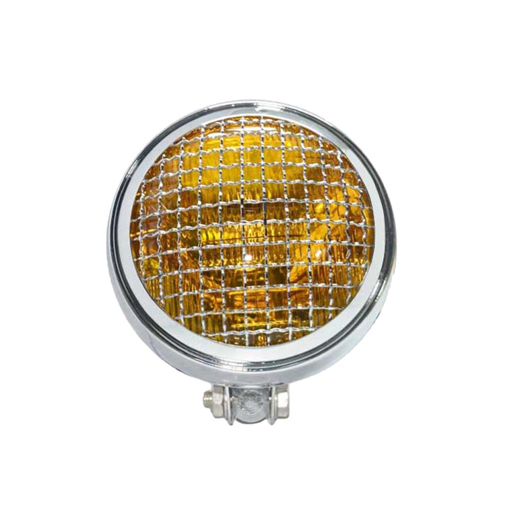 6" 12V Retro Grill Cover Headlight Headlamp for Harley Chrome Yellow