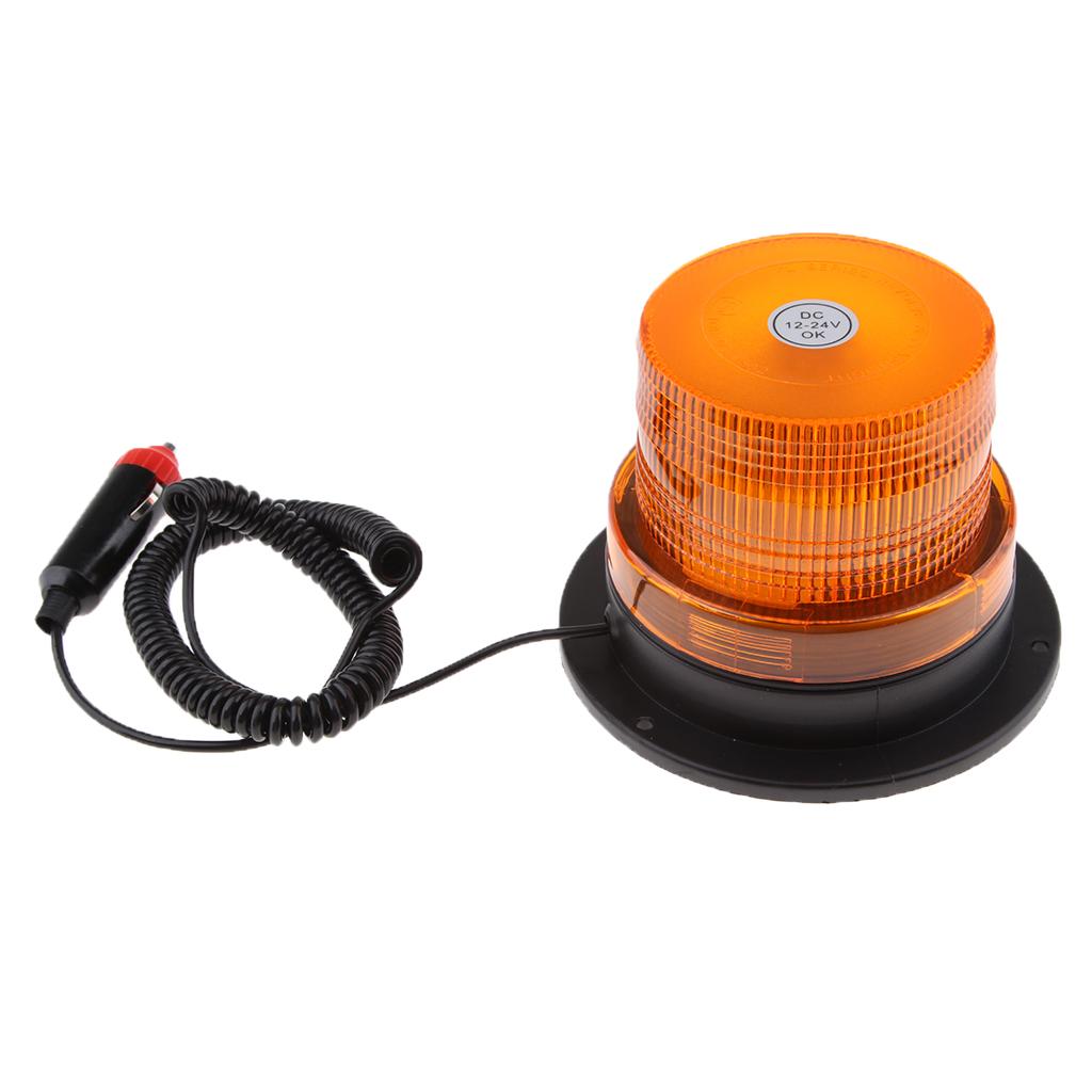 Amber Magnetic Beacon Light Emergency Warning Strobe Yellow Roof Round