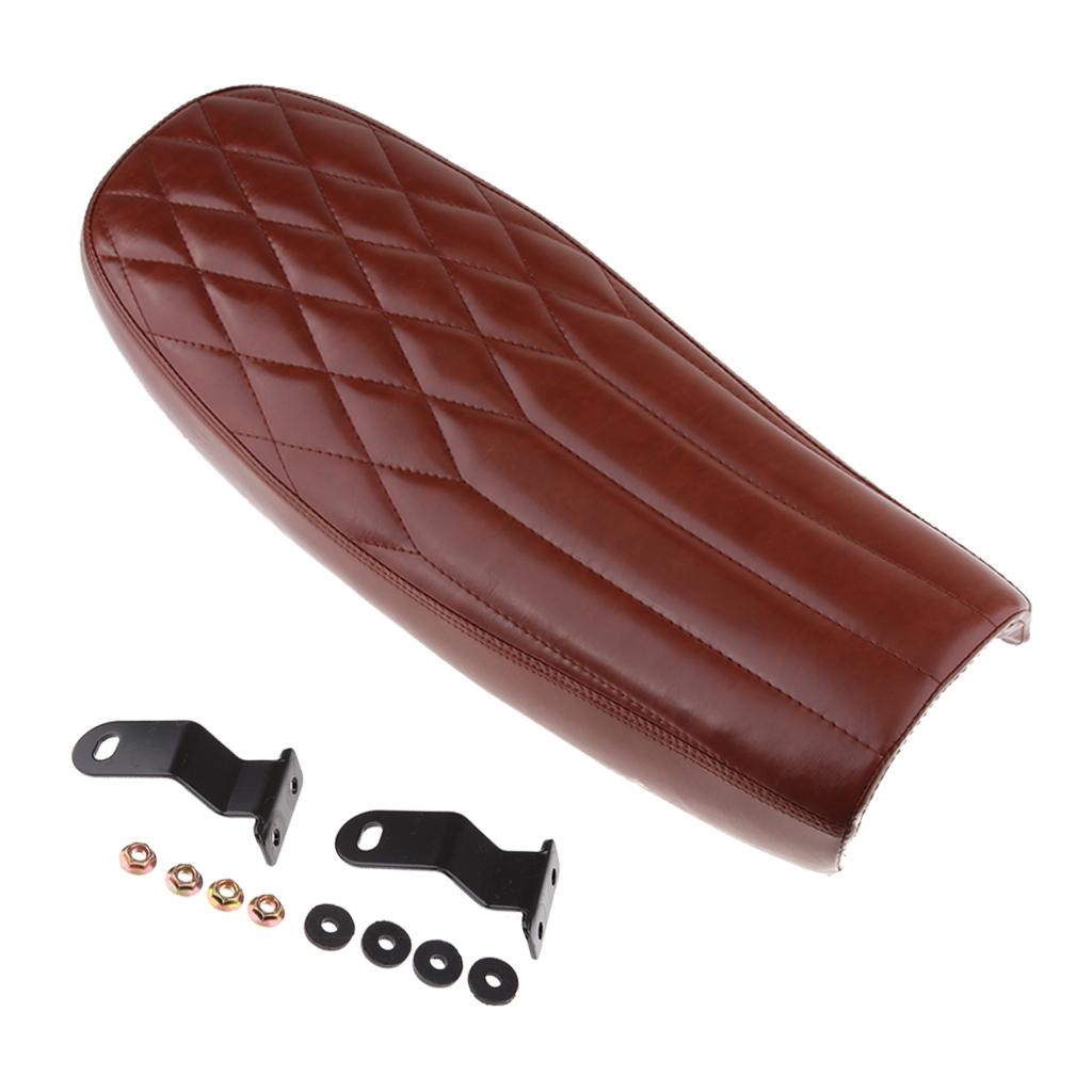 Vintage Flat Brat Seat Cushion Rhombus Seat Saddle for Motorcycle Cafe Racer