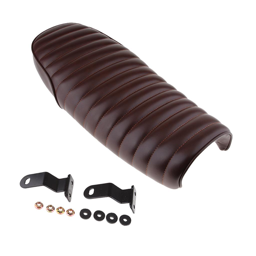 Brown Motorcycle Cafe Racer Seat Flat Saddle for Vintage Street Bike