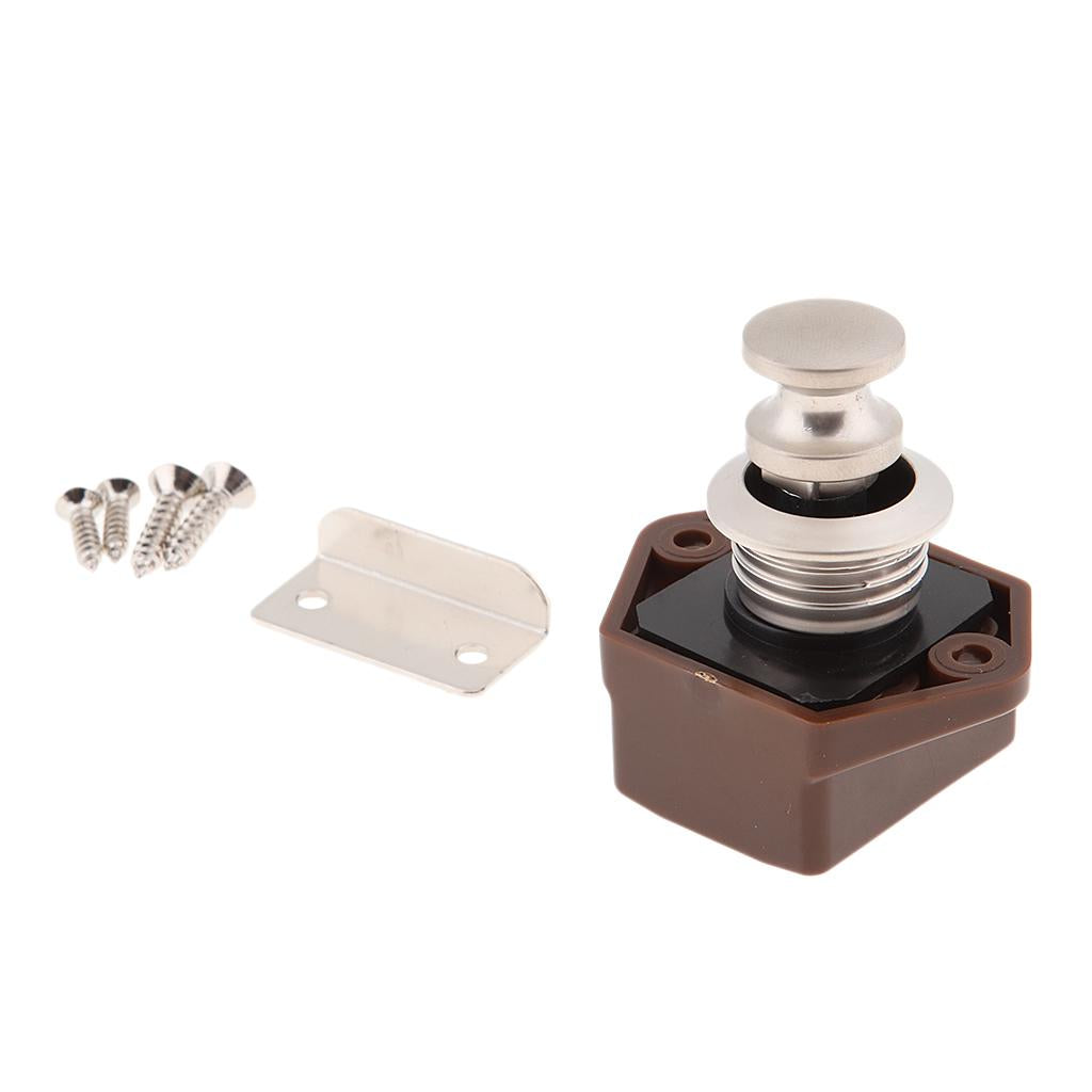Push Button Latch Lock Keyless for Boat RV Caravan Cabinet Cupboard Brown