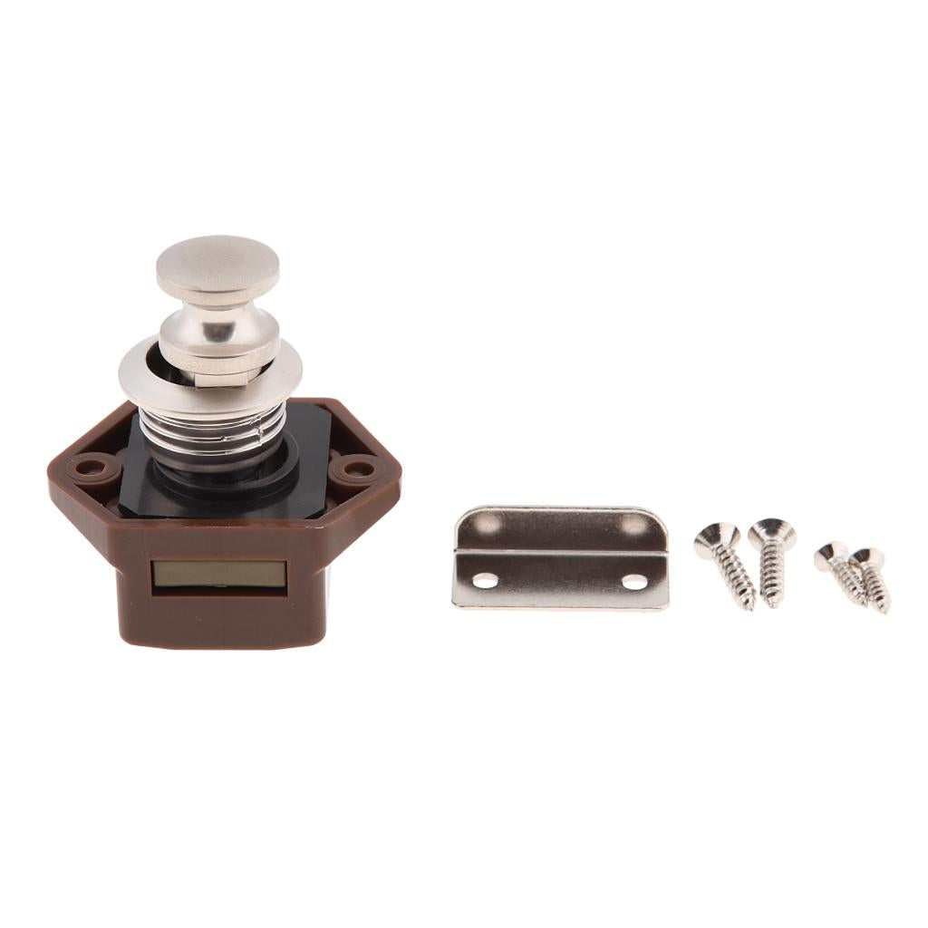 Push Button Latch Lock Keyless for Boat RV Caravan Cabinet Cupboard Brown