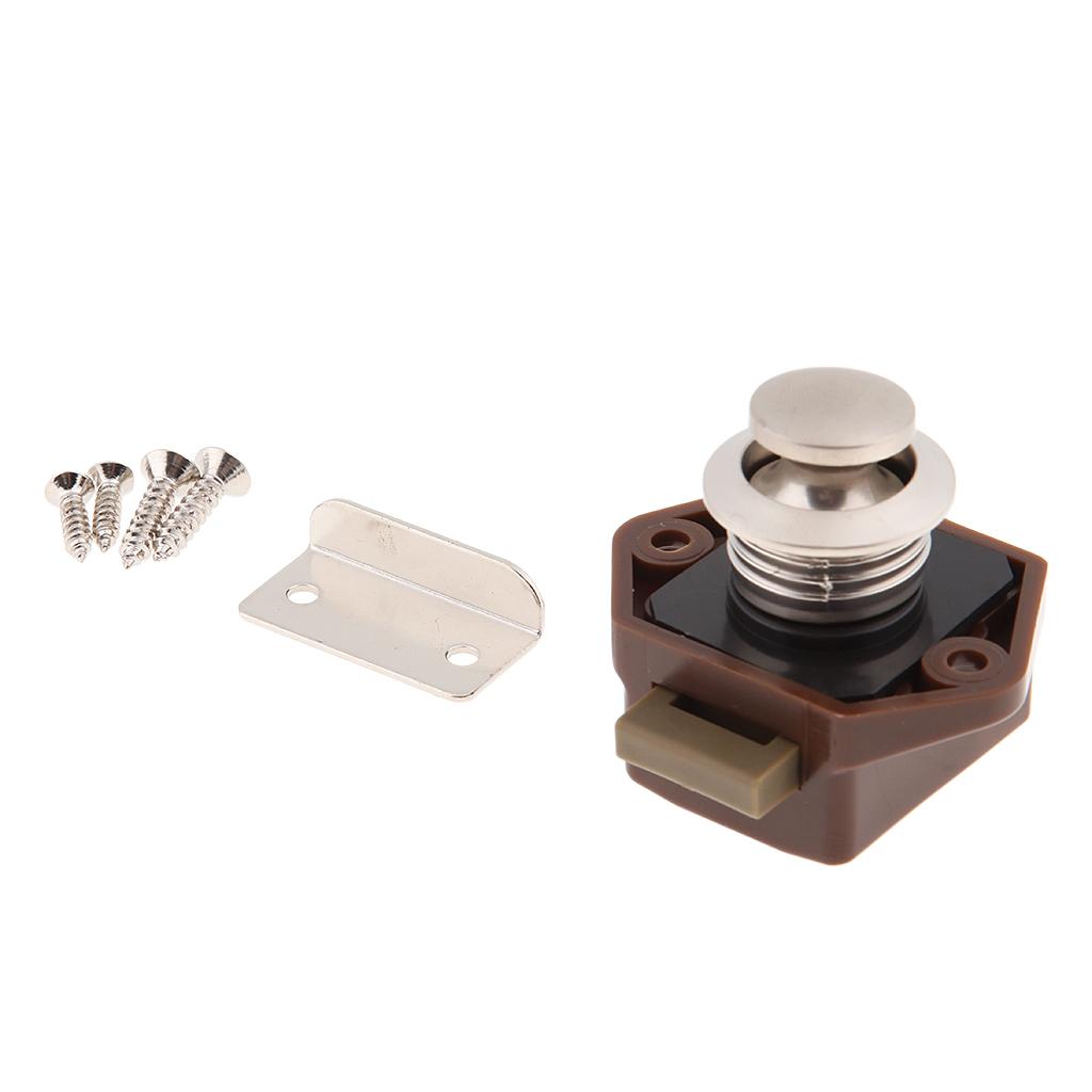 Push Button Latch Lock Keyless for Boat RV Caravan Cabinet Cupboard Brown