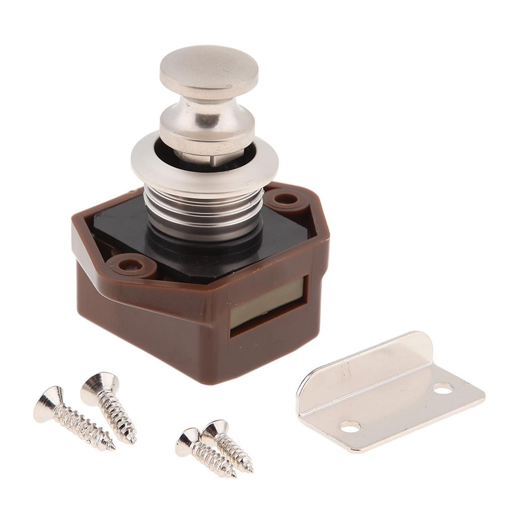 Push Button Latch Lock Keyless for Boat RV Caravan Cabinet Cupboard Brown