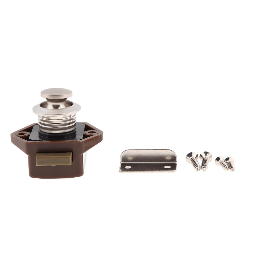Push Button Latch Lock Keyless for Boat RV Caravan Cabinet Cupboard Brown