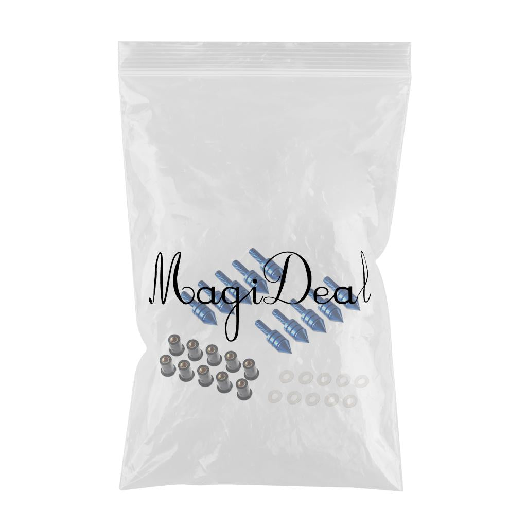 10 x Universal Windscreen Windshield Spike Bolts M5 Screw Well Nuts Blue