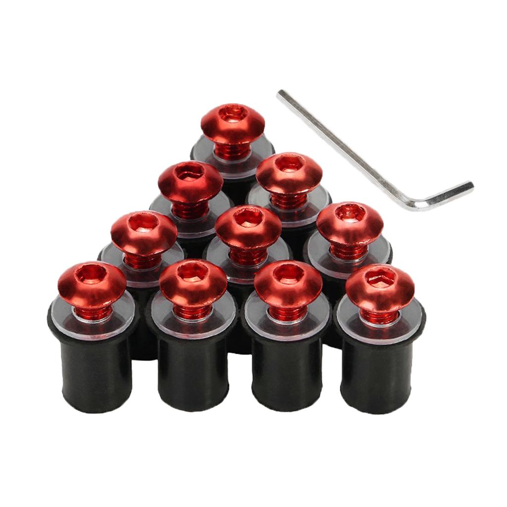 3x10 Pieces Universal Windscreen Windshield Bolts Screw Kit M5 5mm Bolt Red