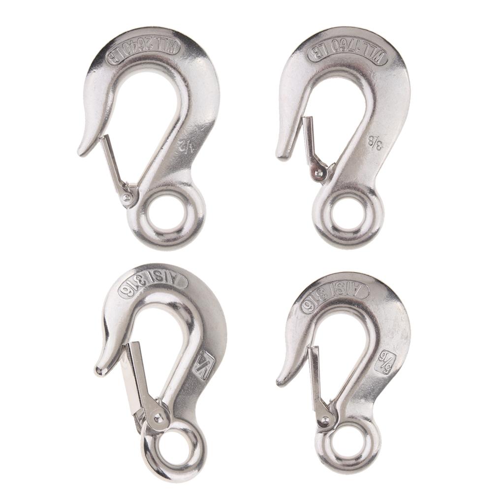 1/4 Stainless Steel Eye Hook Clevis Safety Latch for Winch Cable UTV/ATV"