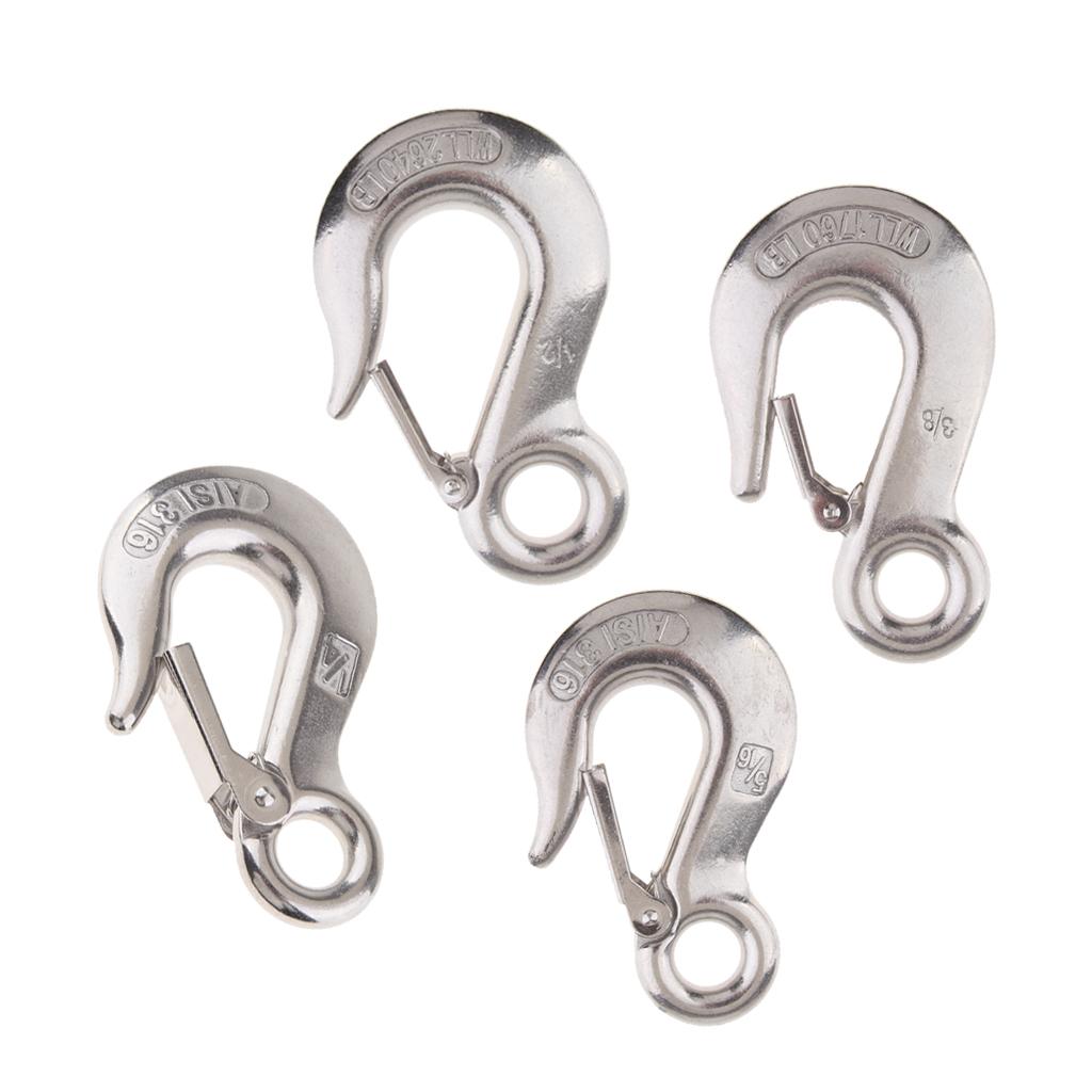 1/4 Stainless Steel Eye Hook Clevis Safety Latch for Winch Cable UTV/ATV"