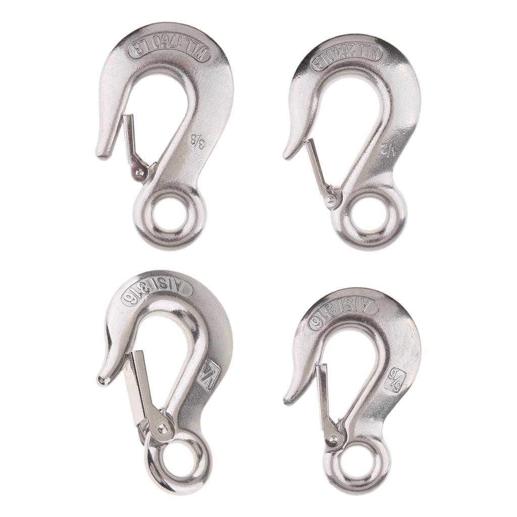 1/4 Stainless Steel Eye Hook Clevis Safety Latch for Winch Cable UTV/ATV"