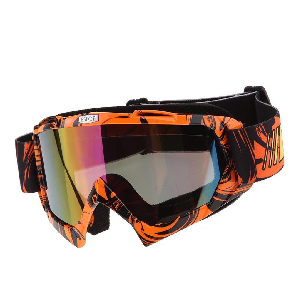 Motorcycle ATV Dirt Bike Racing Goggles Glasses Anti-UV Dust Orange-Color