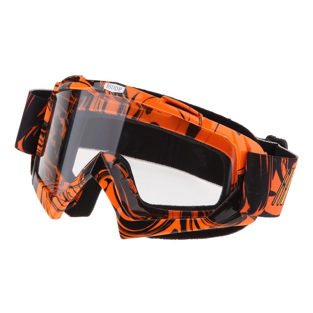 Motorcycle ATV Dirt Bike Racing Goggles Glasses Anti-UV Dust Orange-White