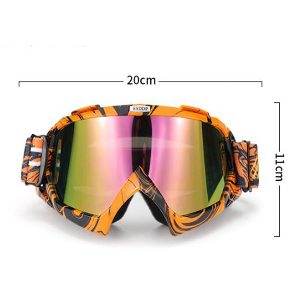 Motorcycle ATV Dirt Bike Racing Goggles Glasses Anti-UV Dust Orange-White