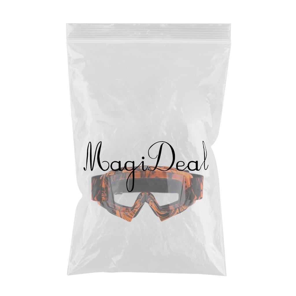 Motorcycle ATV Dirt Bike Racing Goggles Glasses Anti-UV Dust Orange-White