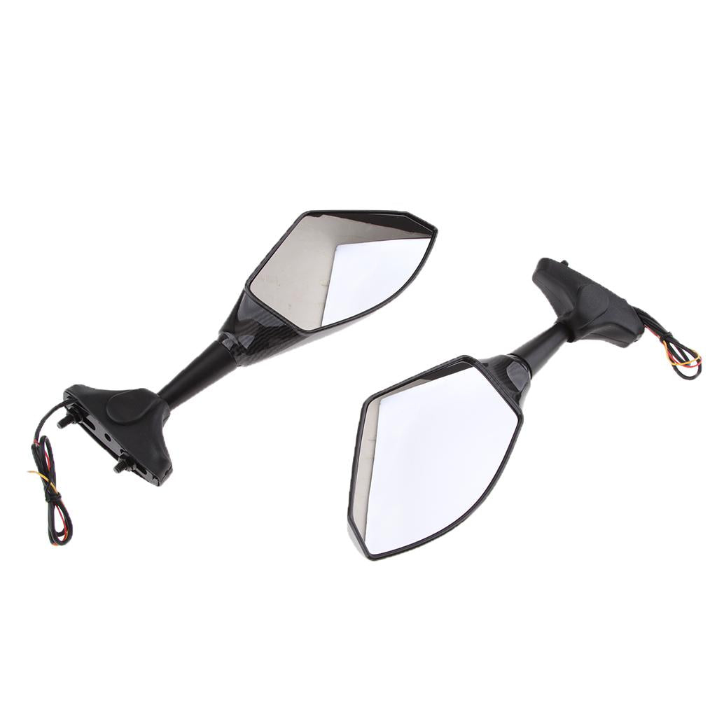 Motorcycle Universal Rearview Turn Signal Mirrors Large Displacement Blue