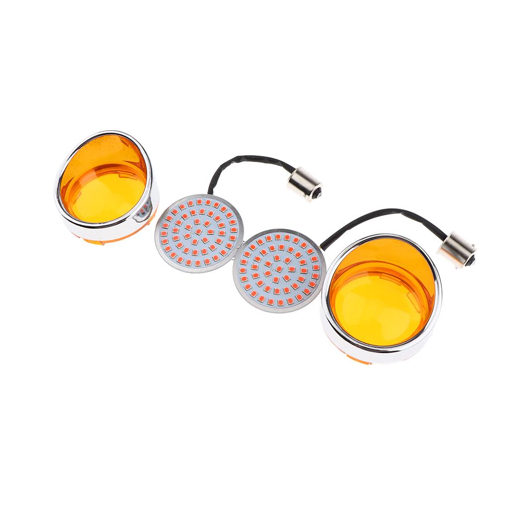 2x Motorcycle LED Amber Front Turn Signal Lights Indicators for Harley