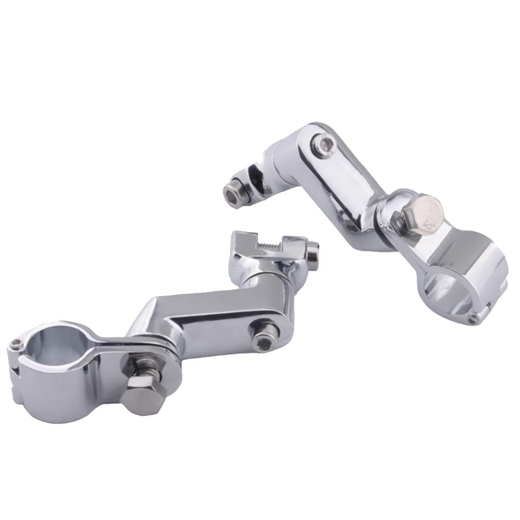 Silver Engine Guards Offset Foot Peg Mounts Magnum Clamp Universal Fit for Motorbike Dirt Bike Quad Bike ATV