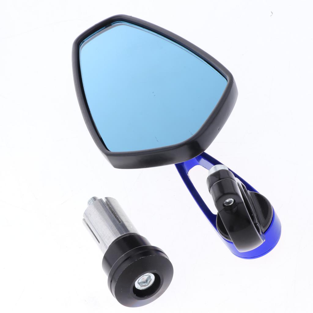 Motorcycle Metal Handle Bar End Rearview Side Mirrors 7/8inch(22mm) Blue