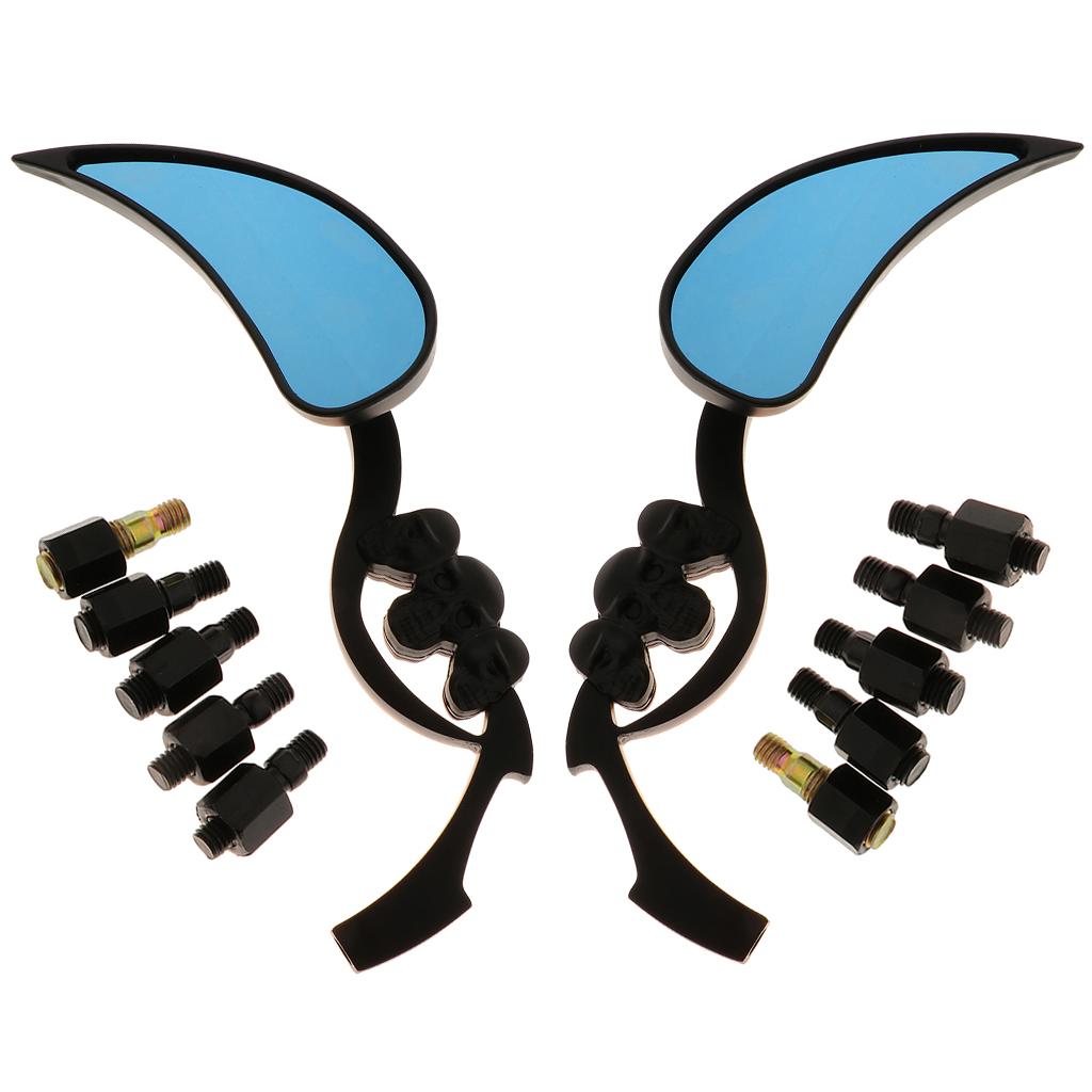 8mm/10mm Flame Skull Motorbike Rear View Mirror for Harley for Honda Black