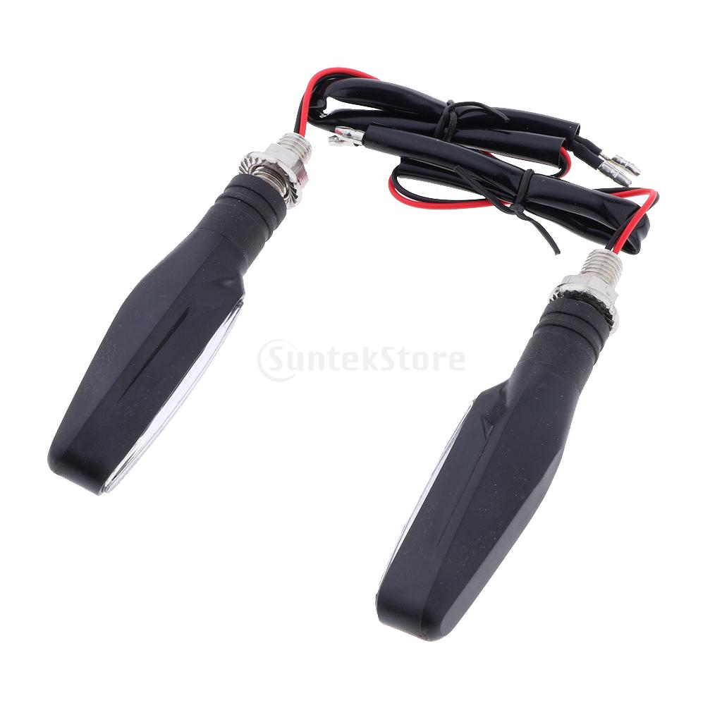 2PCS 12V LED Flowing Motorcycle Turn Signal Light Front Rear Blinker White