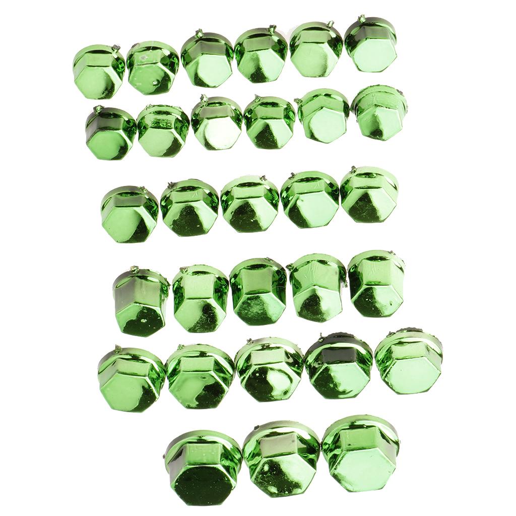 30 Pieces Motorcycle Screw Nut Bolt Cap Cover Decoration for Yamaha Green