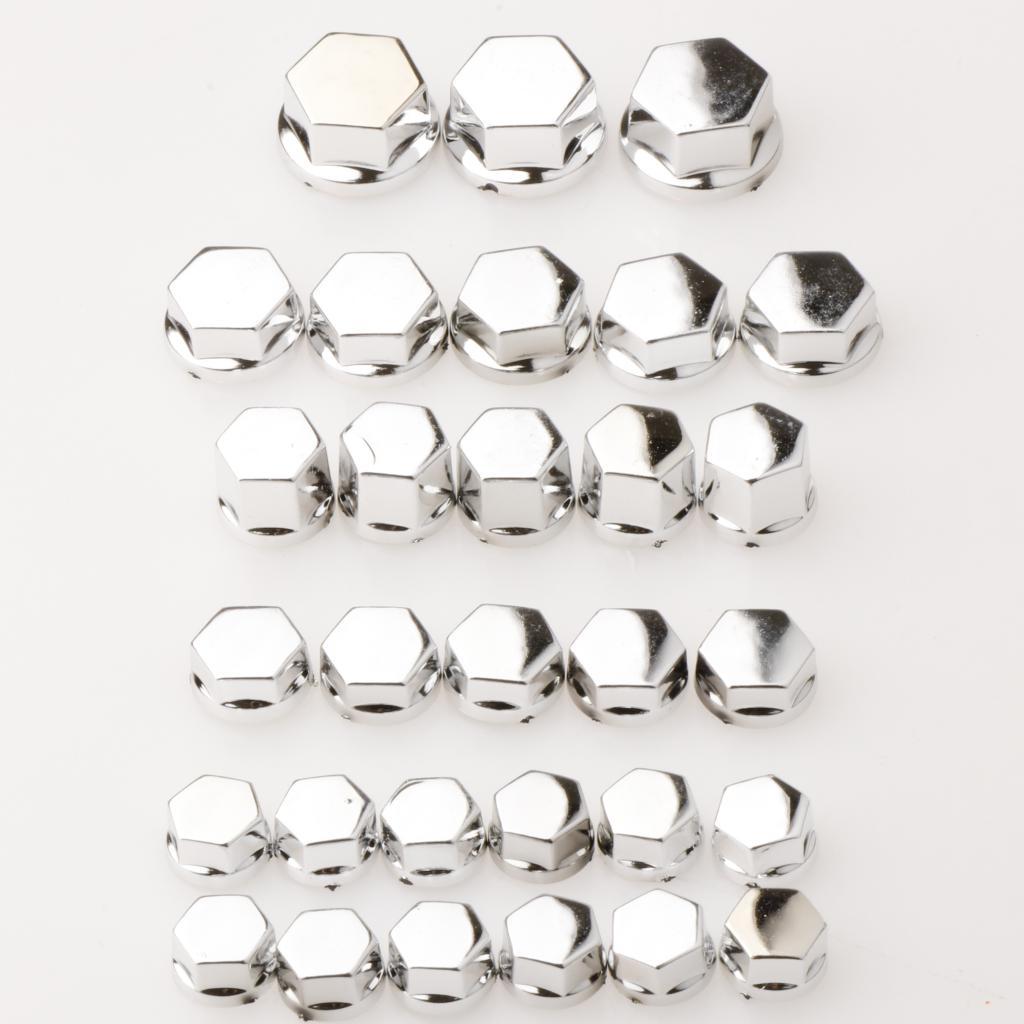 30 Pieces Motorcycle Screw Nut Bolt Cap Cover Decoration for Yamaha Silver