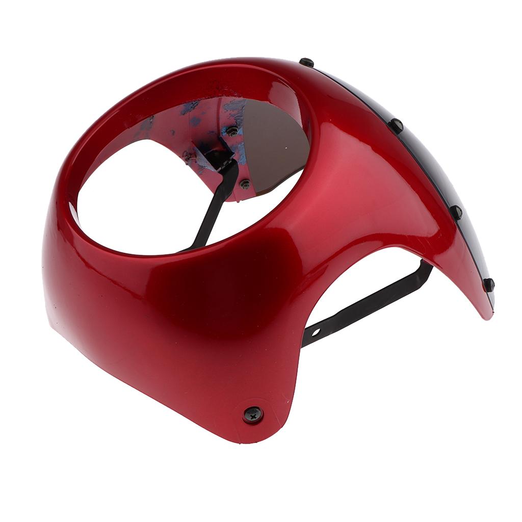 7" Motorcycle Headlight Fairing Screen Cover Cafe Racer Red + Smoke