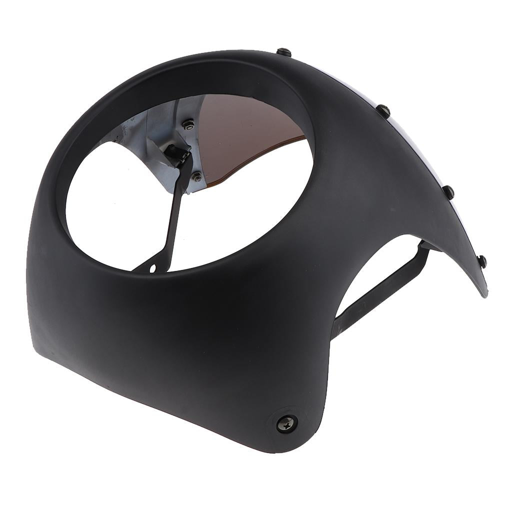 7" Motorcycle Headlight Fairing Screen Cover Cafe Racer Dumb Black + Smoke