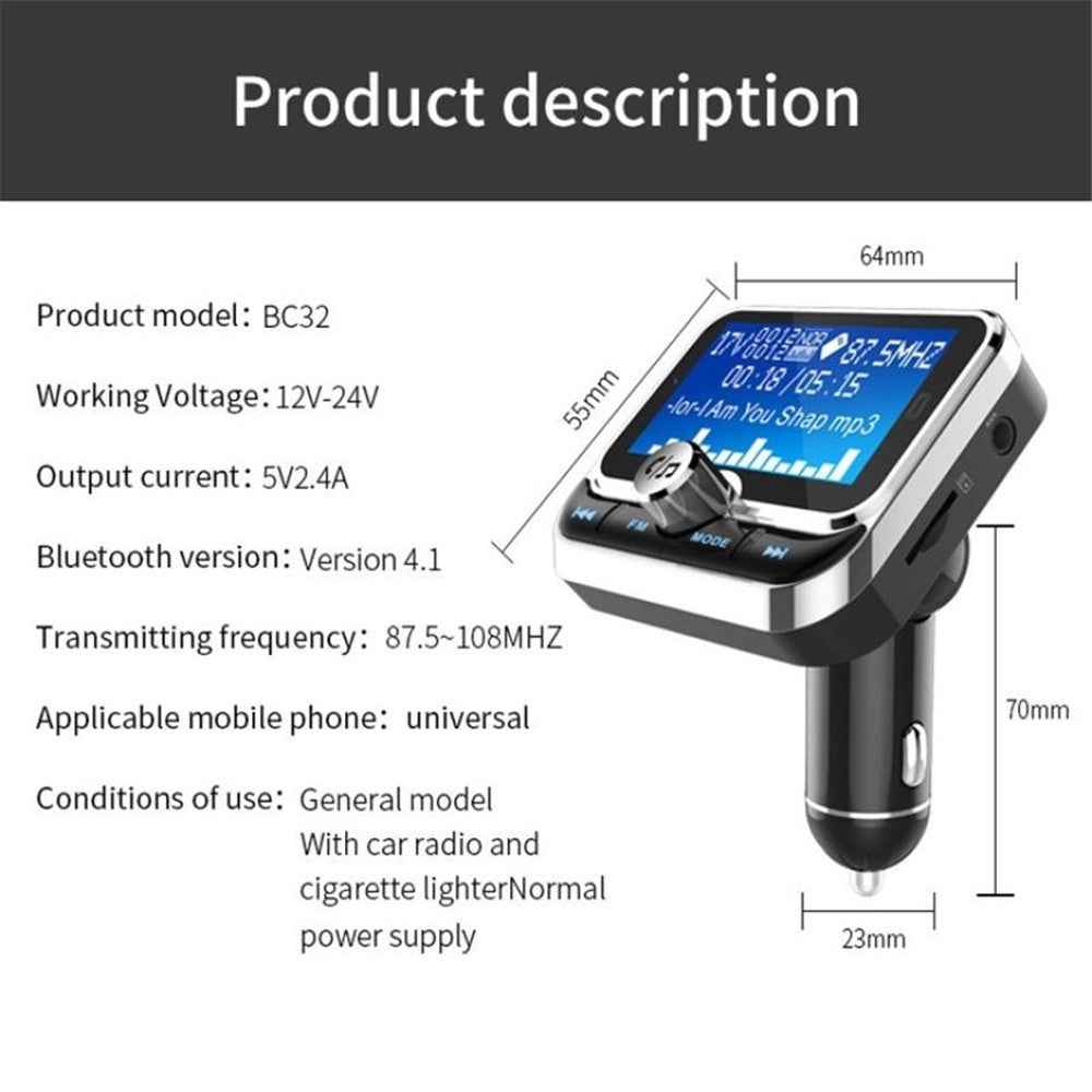 BC32 LCD Bluetooth-compatible MP3 Player Dual USB Car Charger FM Transmitter with Remote Control