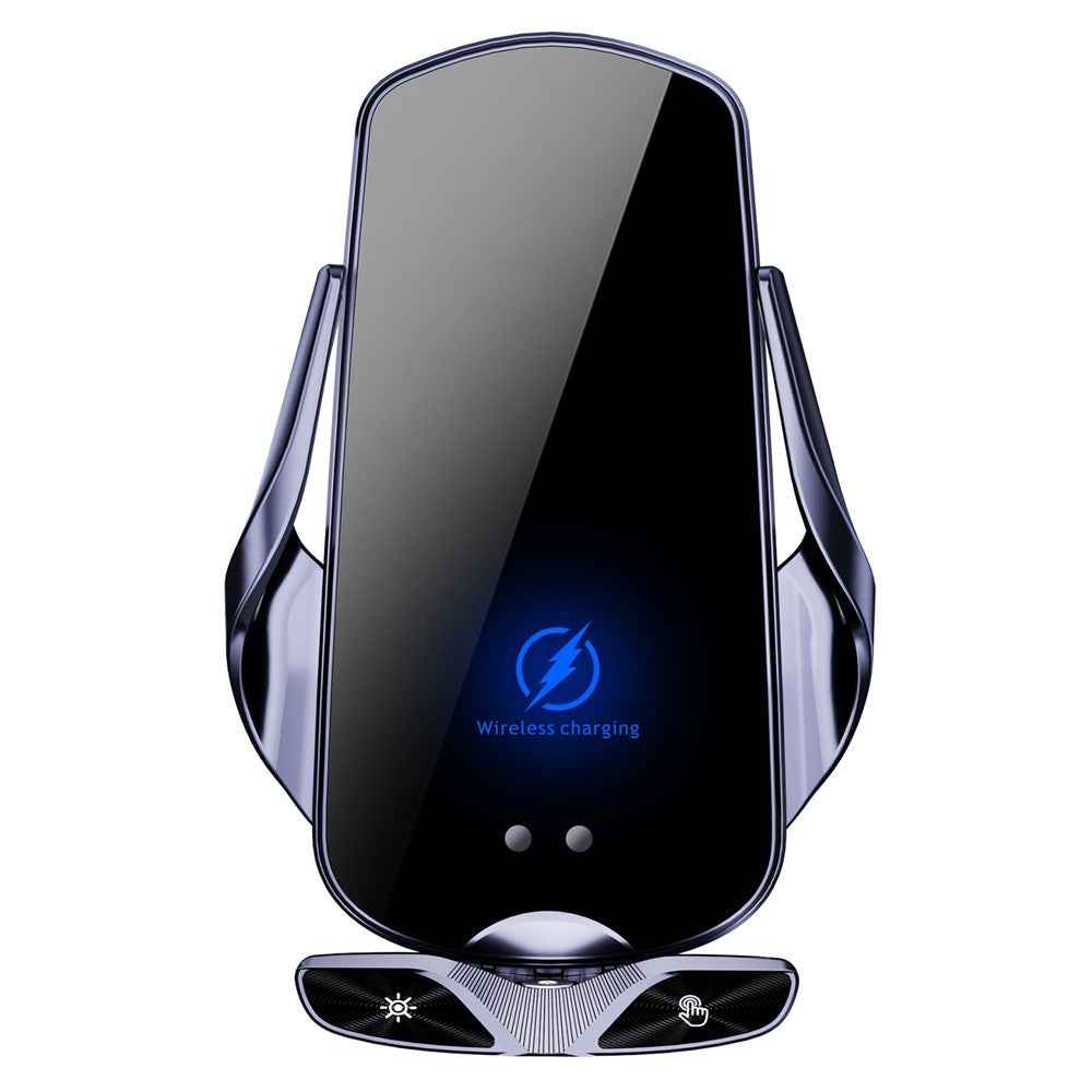SD30 15W Car Wireless Charging Phone Holder 360° Rotation Smart Infrared Auto-Clamping Navigation Mount - Black