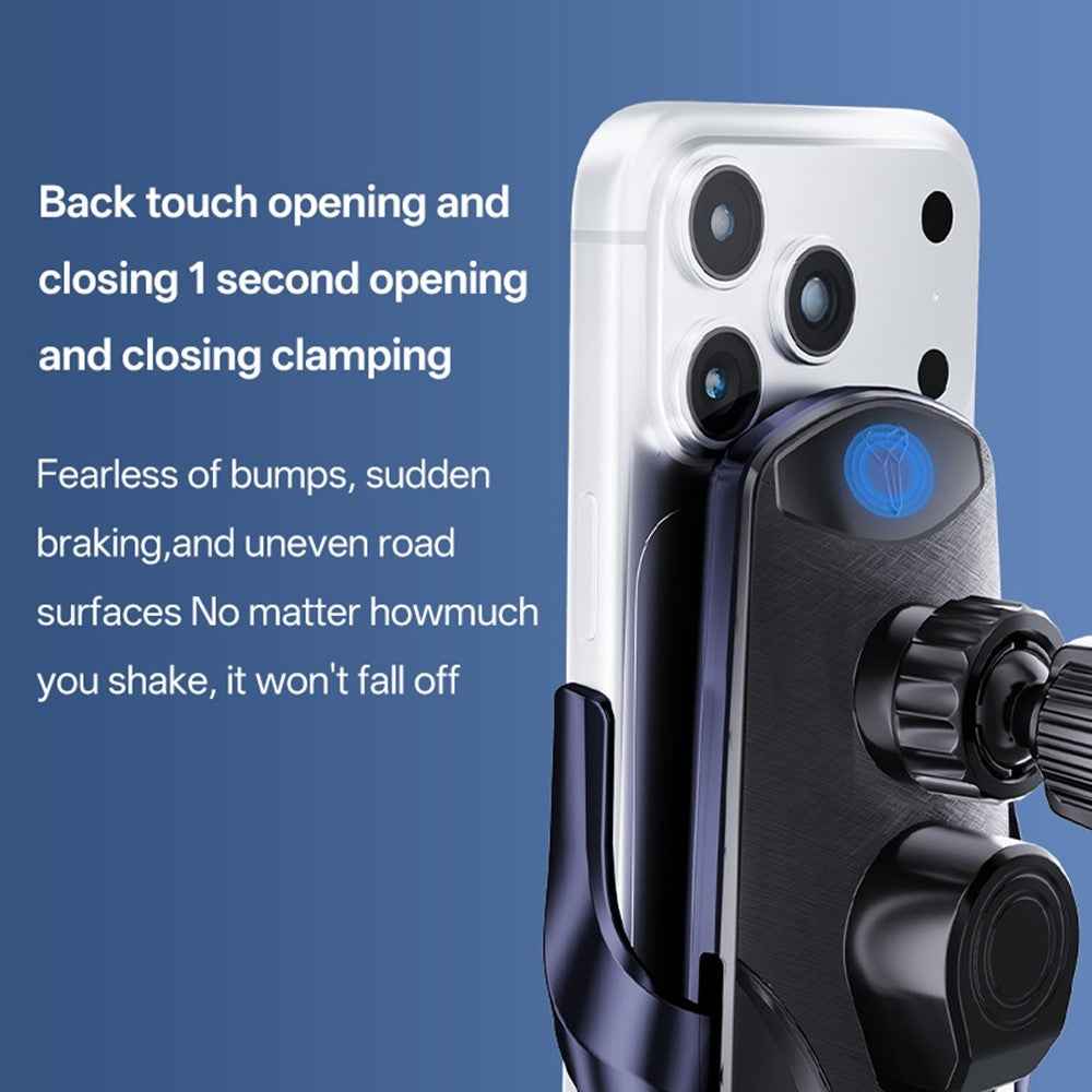 SD32 15W Fast Wireless Charging Car Air Vent Phone Holder 360° Rotation Auto-Clamping Navigation Mount - Black