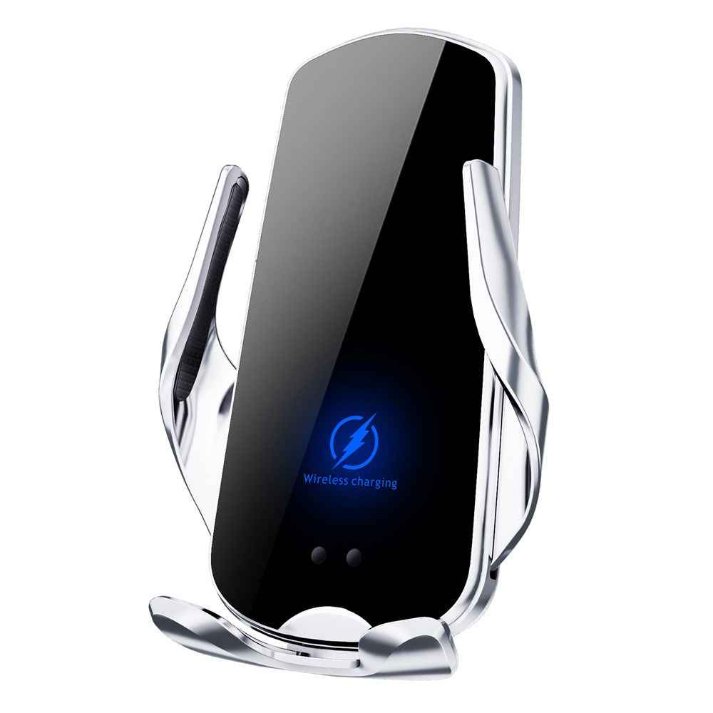 SD32 15W Fast Wireless Charging Car Air Vent Phone Holder 360° Rotation Auto-Clamping Navigation Mount - Silver