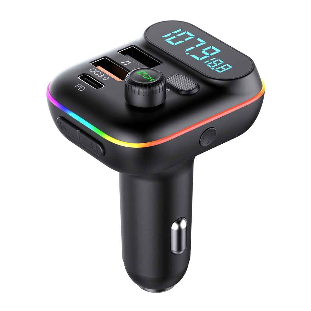 T70 Bluetooth-compatible 5.0 FM Transmitter USB PD 18W QC3.0 Fast Charging Adapter Music Player with Hands-free Calling for Car