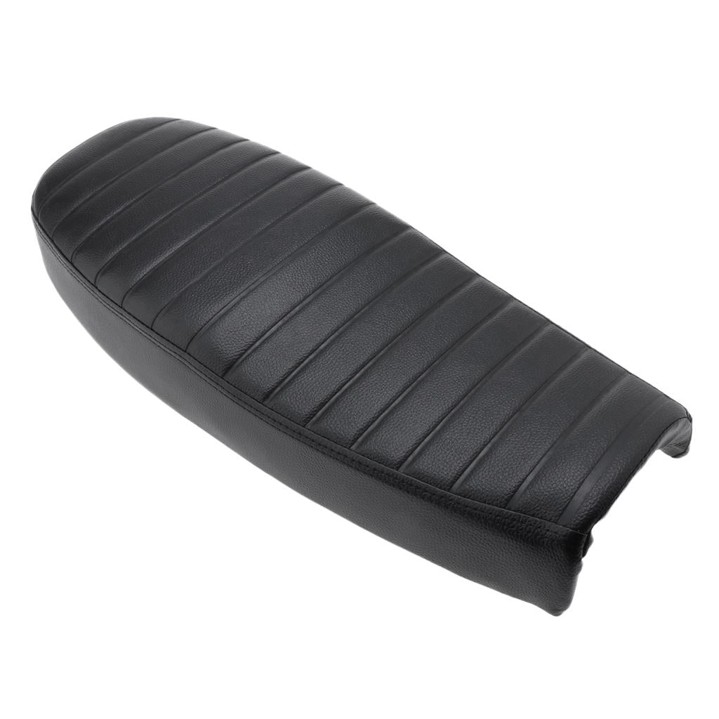 Motorcycle Vintage Flat Cafe Racer Seat Retro Cushion Black Universal Fit