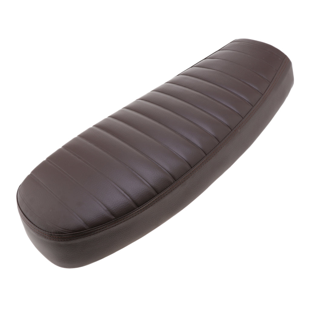Motorcycle Vintage Flat Cafe Racer Seat Retro Cushion Brown Universal Fit