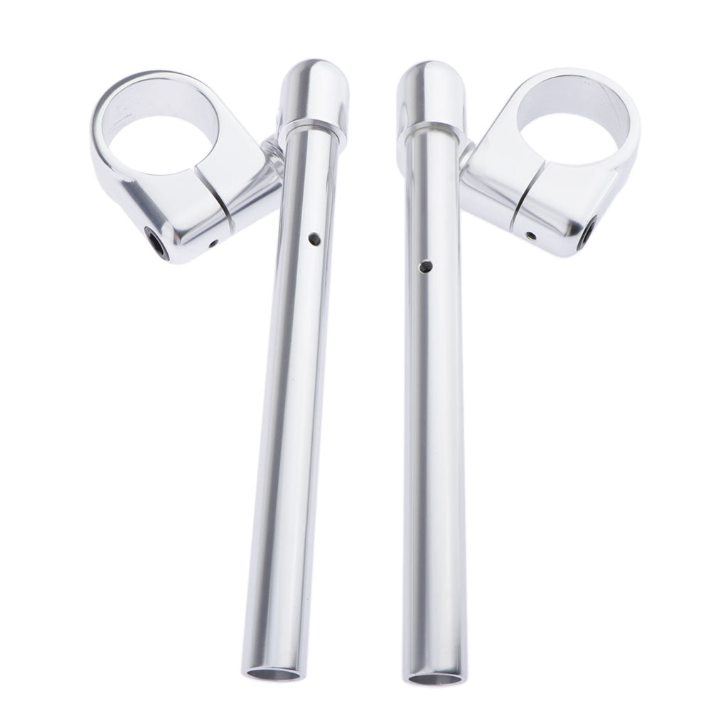 52mm CNC Alloy Handlebars Grips Adjustable Clip On Fork for Motorbike Silver