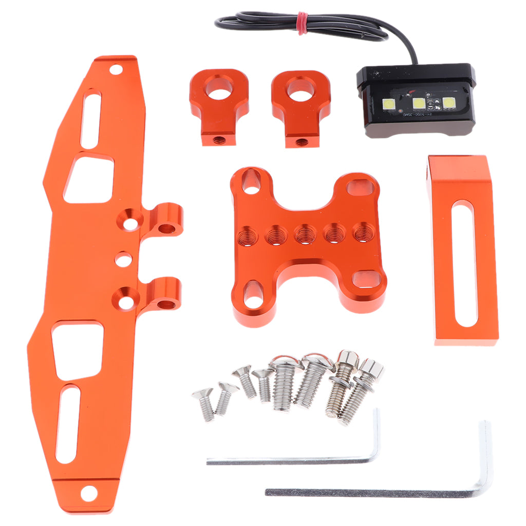 Motorcycle License Plate Holder Frame Bracket with 3 LED Tail Light Orange
