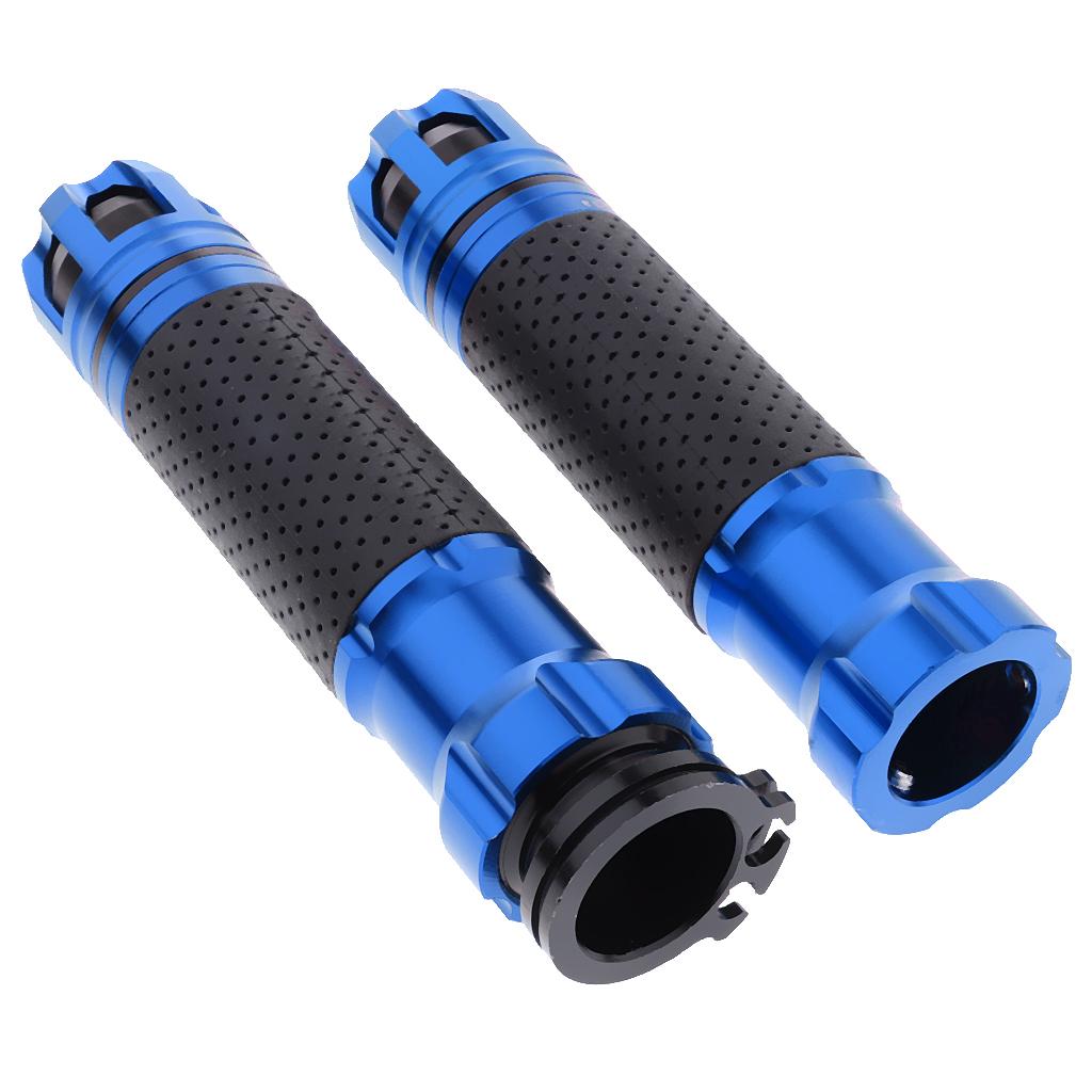 Motorcycle Non Slip Metal Handlebar Grips Rubber Bar for 7/8inch Blue