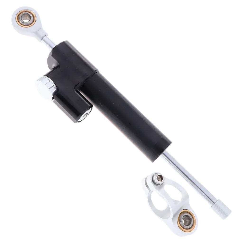 Motorcycle Adjustable Steering Damper Black+Silver